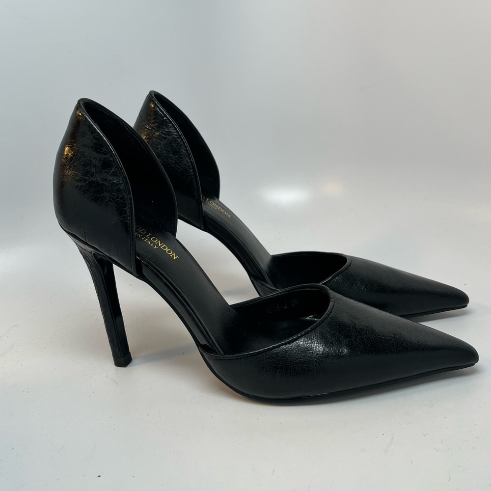 Lenwood London Black Karma Pumps Handmade Italian Leather NICE! Sz 38 (6.5 US)